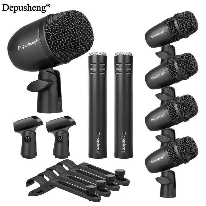 Depusheng 7-Piece Wired Dynamic Drum Microphone Kit